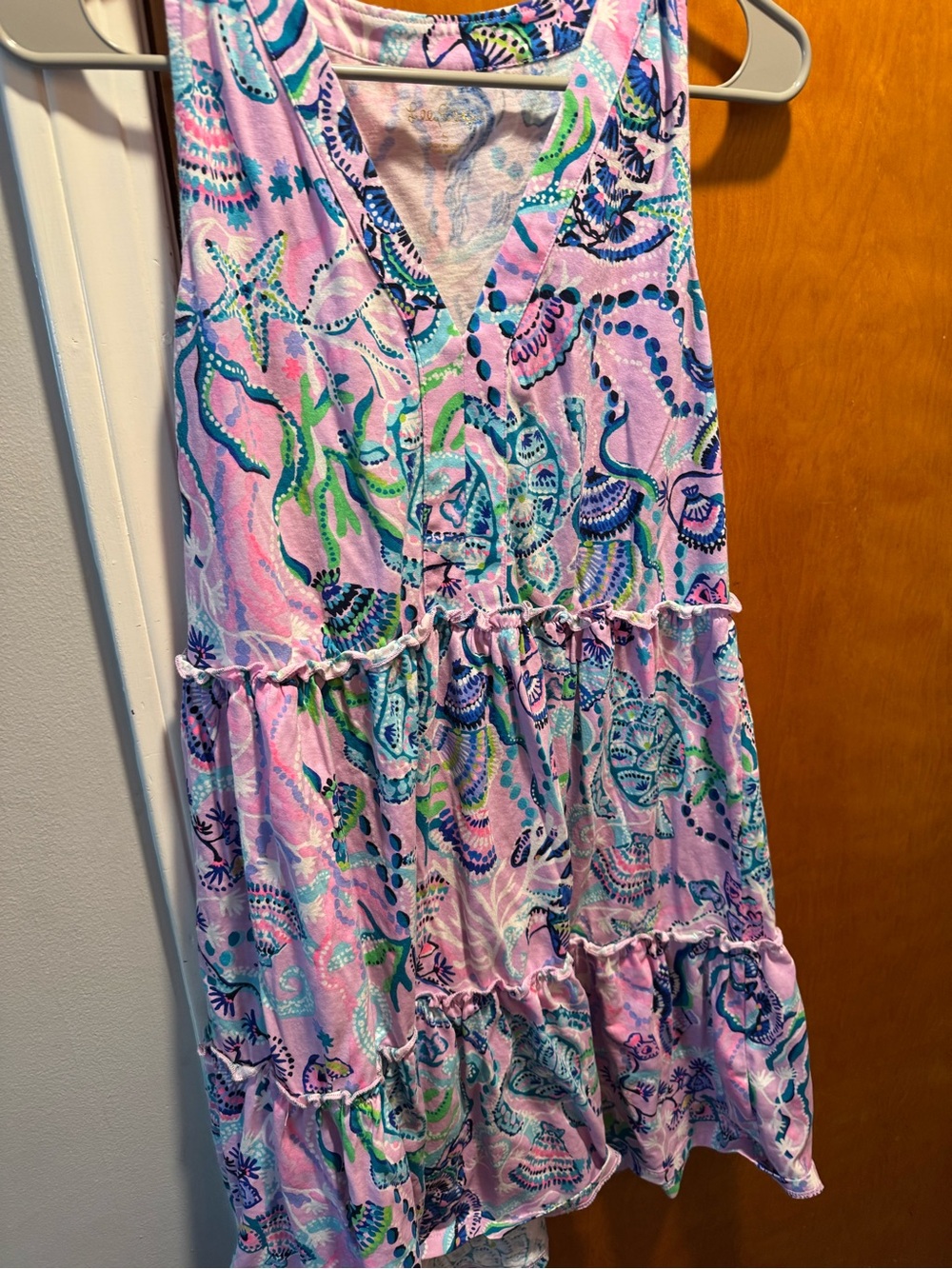 Lilly Pulitzer Pink Blue Tropical Print Dress